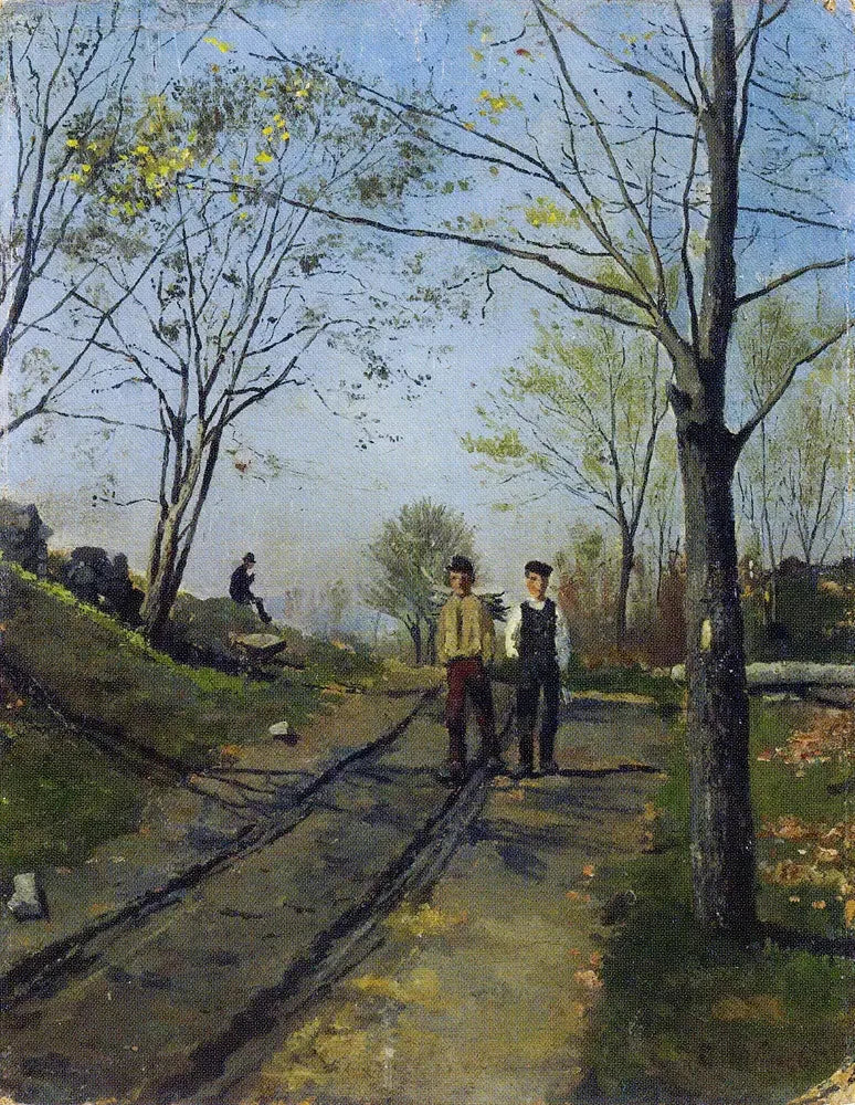 Deux Garçons sur une voie de campagne - Edvard Munch image 1 reproduction de peinture à l’huile