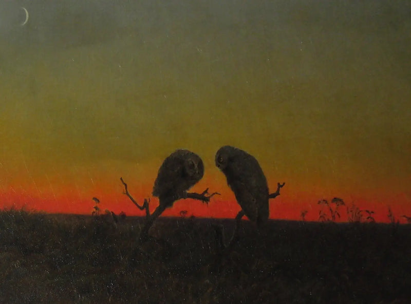 Dois corujas ao pôr do sol - Martin Johnson Heade
