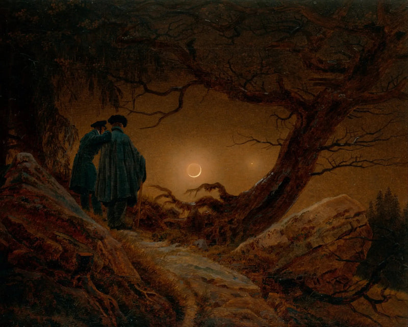 Dois Homens Contemplando a Lua - Caspar David Friedrich