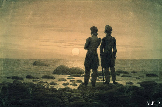 Deux hommes pour crépuscule à la mer - Caspar David Friedrich - Reproductions de tableaux et peintures haut de gamme