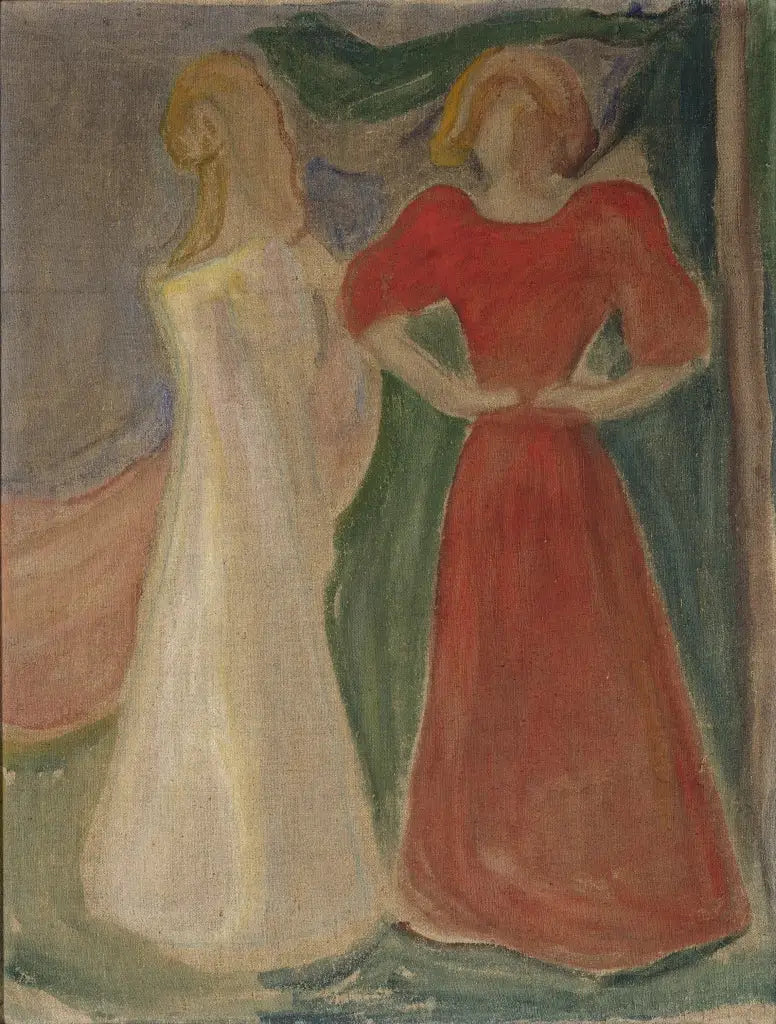 Duas Jovens Mulheres em vermelho e branco (Frise Reinhardt) - Edvard Munch