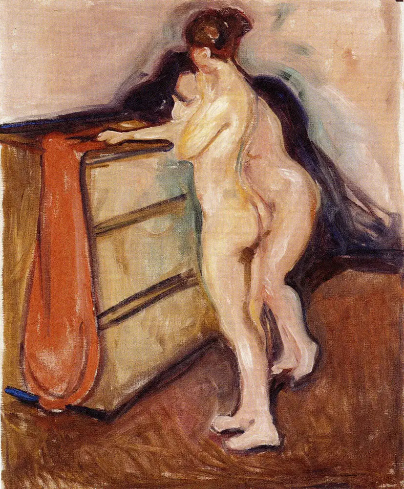 Dois Nuas em Pé Perto de uma Cômoda - Edvard Munch