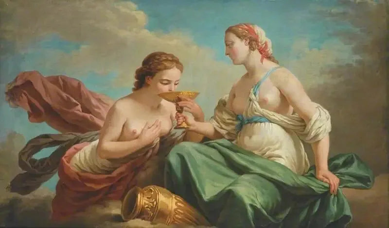 Duas ninfas, alegoria dos cinco sentidos - Louis Jean François Lagrenée