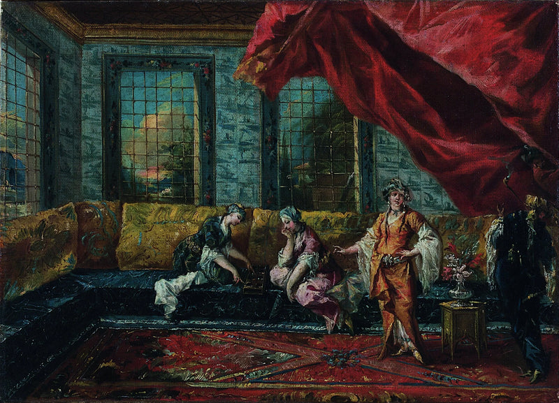Duas odaliscas jogando Mancala no harém - Francesco Guardi