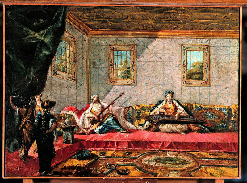 Duas odaliscas tocando música no harém - Francesco Guardi