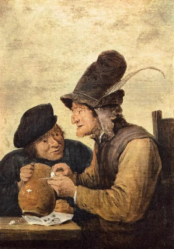 Dois camponeses (fumante e beber) - David Teniers o Jovem