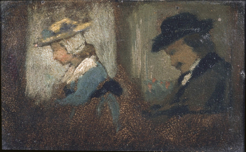 Dois personagens em um vagão de trem - Frédéric Bazille