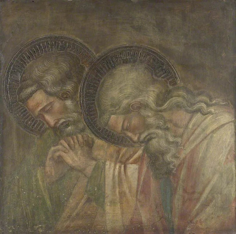 Duas pessoas en luto com auréolas - Spinello Aretino