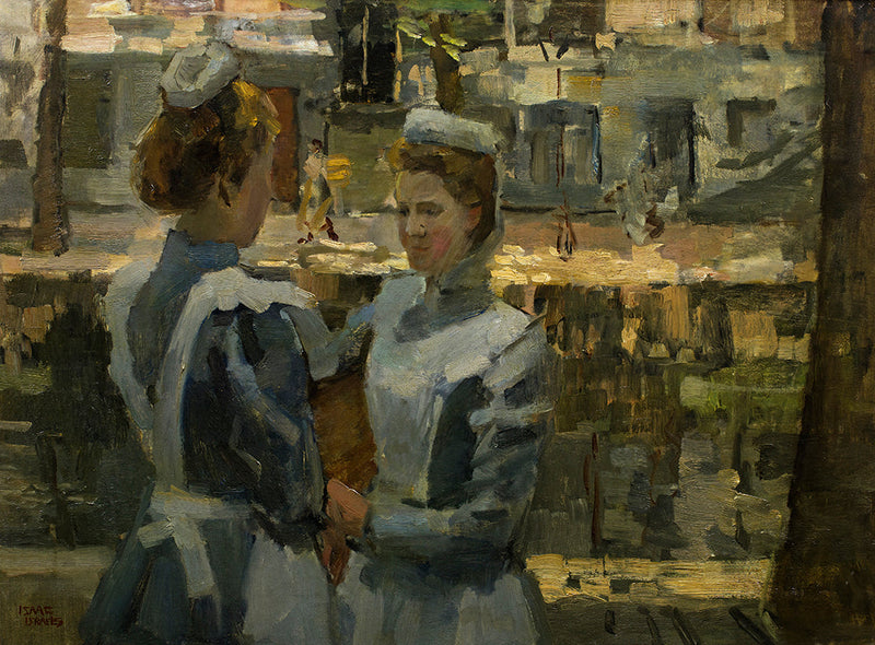 Duas carruagens em um canal em Amsterdã - Isaac Israëls