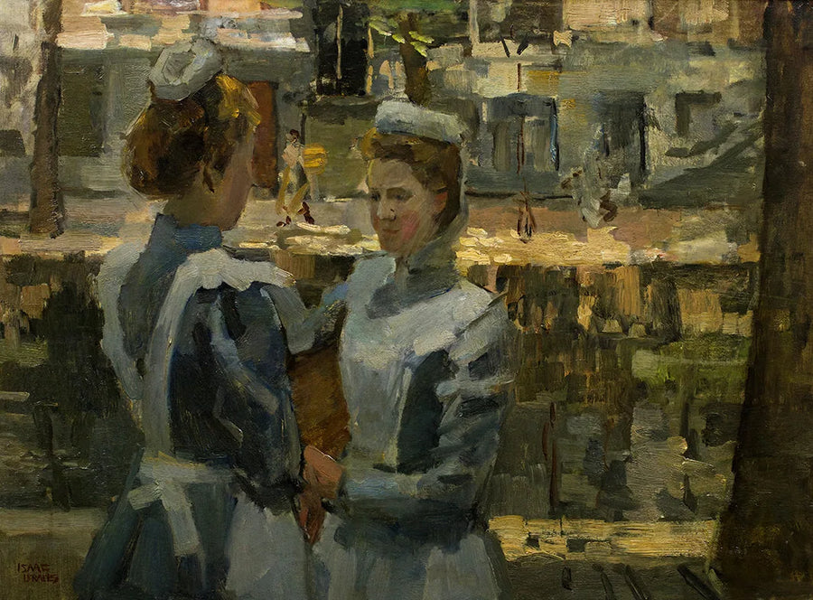 Duas carruagens em um canal em Amsterdã - Isaac Israëls