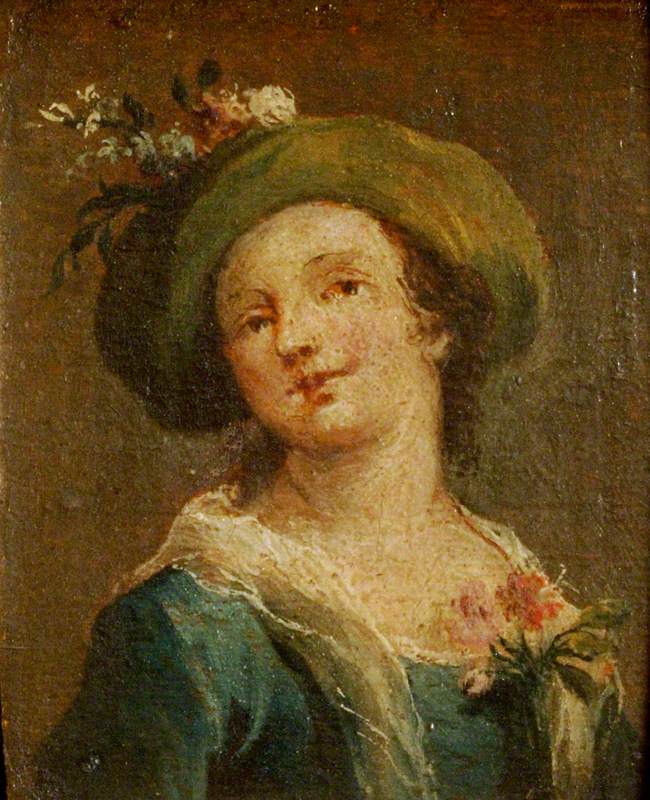 Dois quadros: Uma garota de chapéu de perfil e uma garota de chapéu de frente (diptyque, painel da direita) - Francesco Guardi
