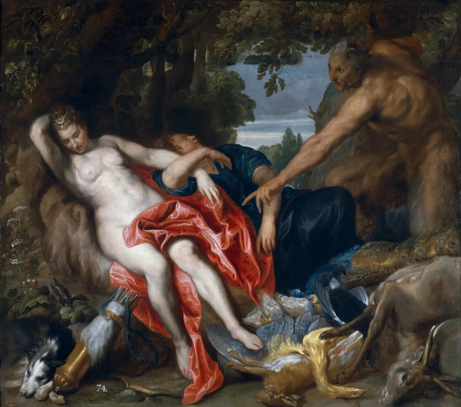 Diane e uma ninfa surpreendidas por um sátiro - Antoine van Dyck