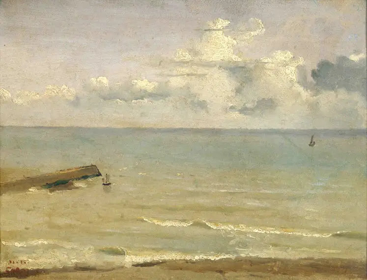 Dieppe, a ponta do píer e o mar - Jean-Baptiste Camille Corot