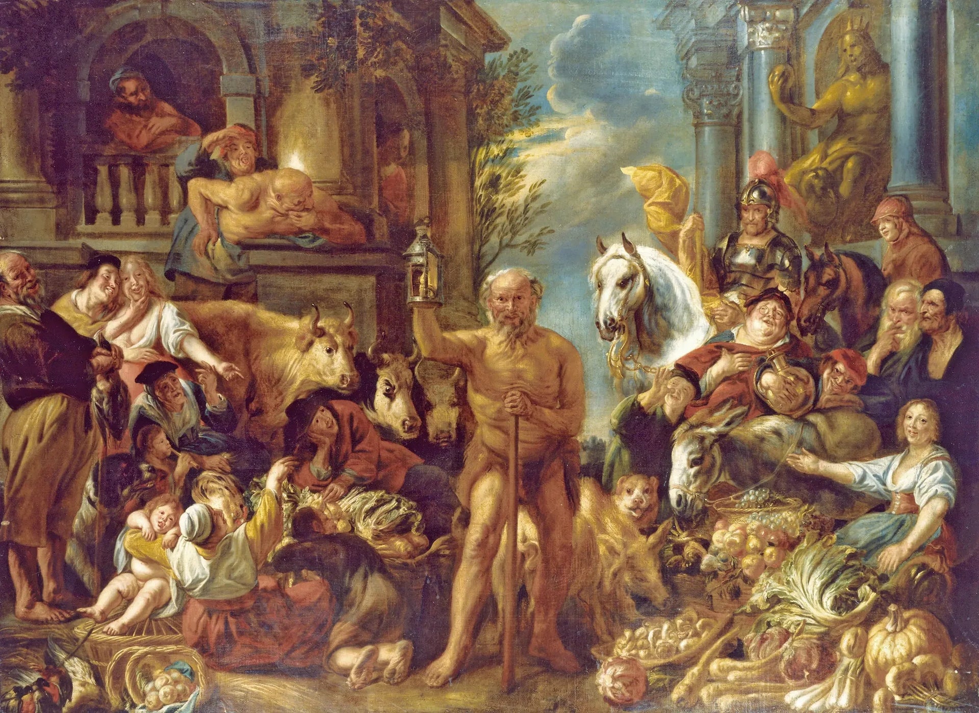 Diogène à la recherche d'un homme honnête - Jacob Jordaens image 1 reproduction d’œuvre d’art à l’huile