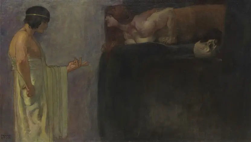 Édipo resolve o enigma da Esfinge - Franz von Stuck