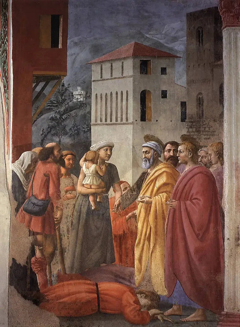 Distribuição da esmola e morte de Ananias - Masaccio