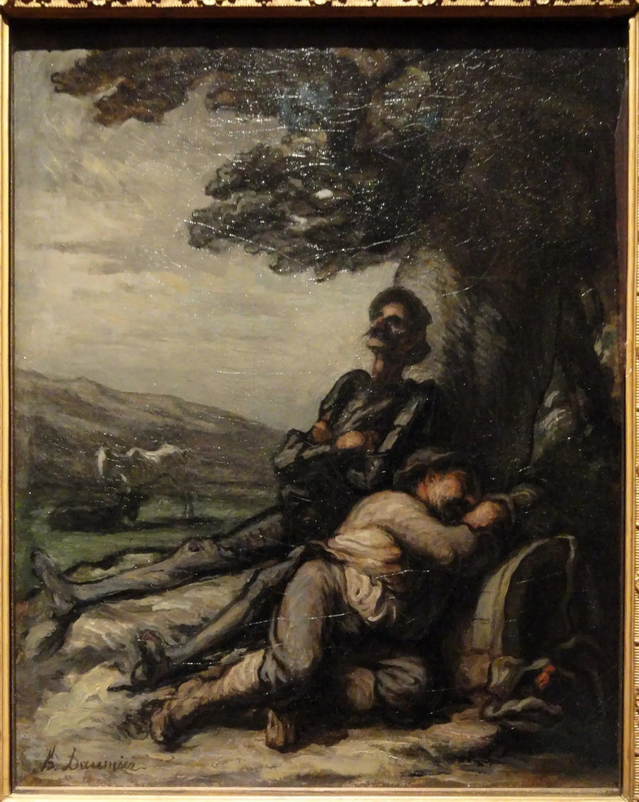 Don Quixote e Sancho Pança descansando sob uma árvore - Honoré Daumier