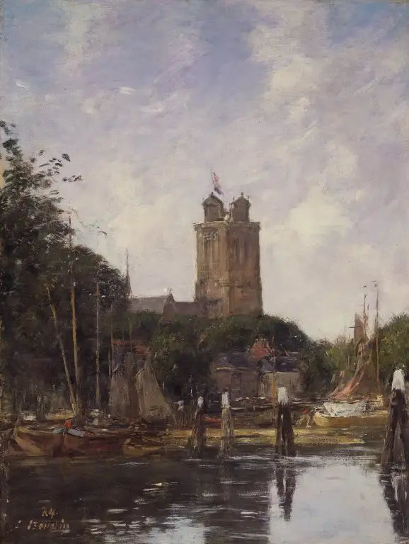 Dordrecht, a Grote Kerk desde o canal - Eugène Boudin