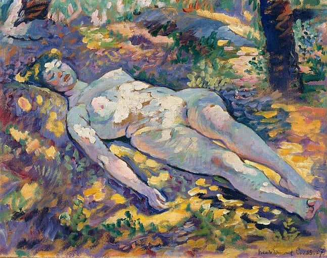 Dormeuse nua na clareira - Henri-Edmond Cross