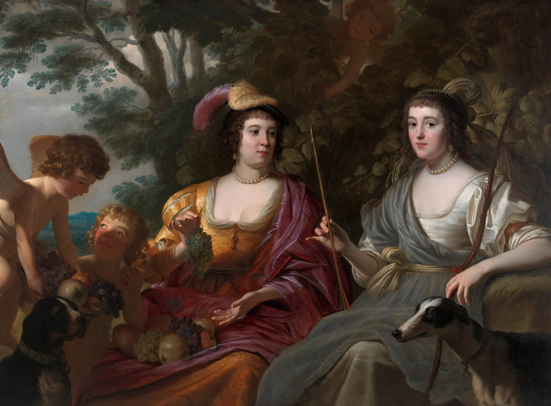 Retrato duplo de Amalia van Solms e Charlotte de La Trémoïlle - Gerrit van Honthorst