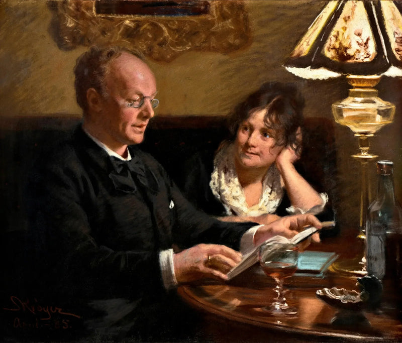 Retrato duplo do ator real Emil Poulsen (1842-1911) e de sua esposa Anna, nascida Næser (1849-1934) - Peder Severin Krøyer