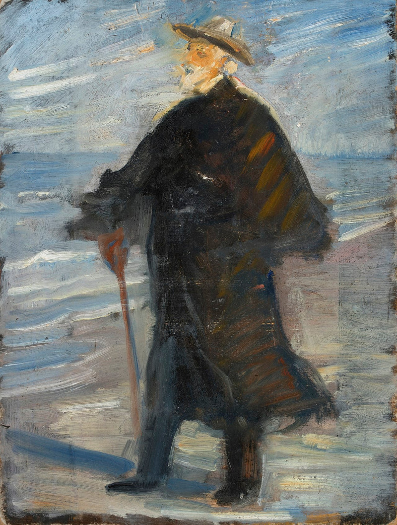 Drachmann na praia - Michael Peter Ancher