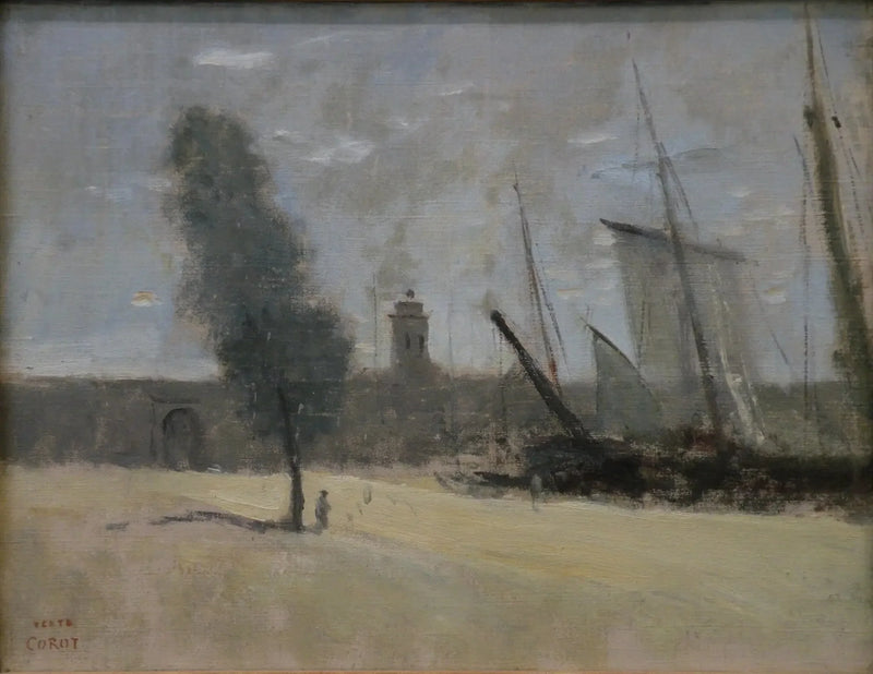Dunkerque, muralhas e porta de entrada do porto - Jean-Baptiste Camille Corot
