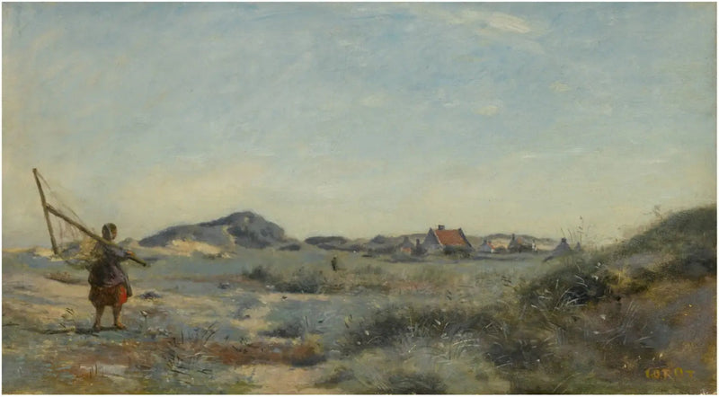 Dunkerque. Uma pescadora de camarão - Jean-Baptiste Camille Corot