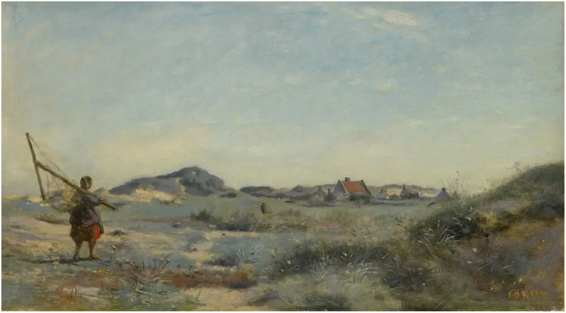 Dunkerque. Uma pescadora de camarão - Jean-Baptiste Camille Corot