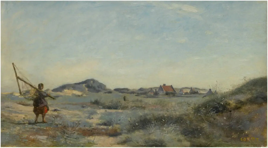 Dunkerque. Uma pescadora de camarão - Jean-Baptiste Camille Corot
