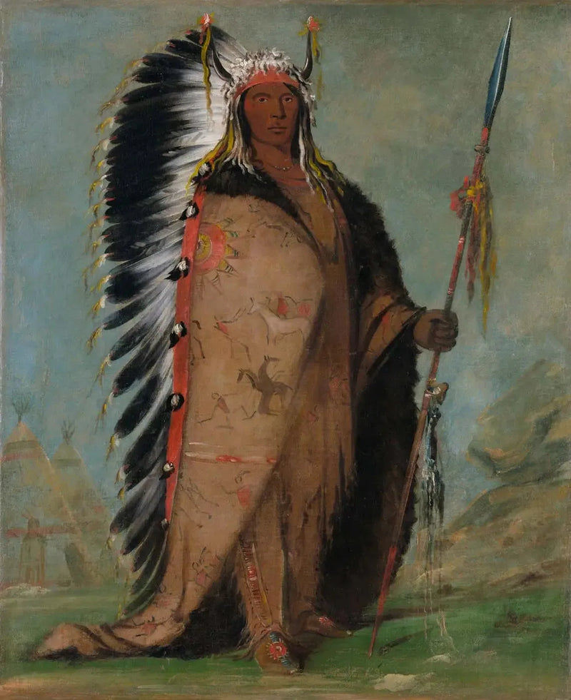 Ee-áh-sá-pa, Black Rock, um chefe com duas chaleiras - George Catlin