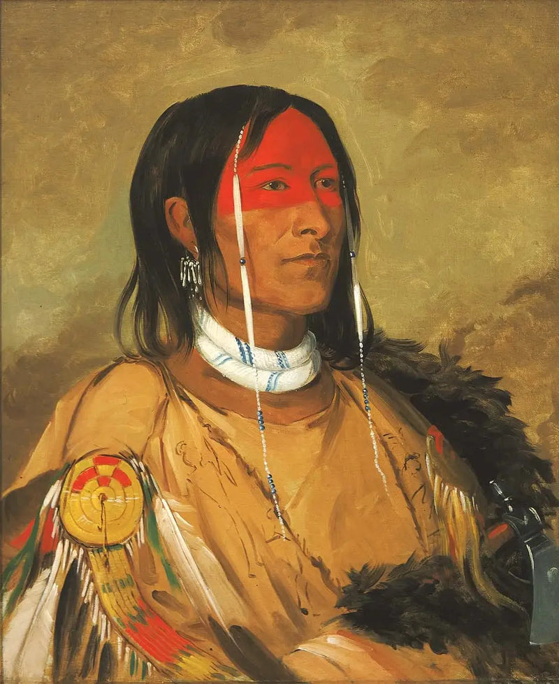Eeh-tow-wées-ka-zeet, Aquele que tem os olhos atrás de si (também conhecido como Braço Quebrado), um corajoso eminente - George Catlin