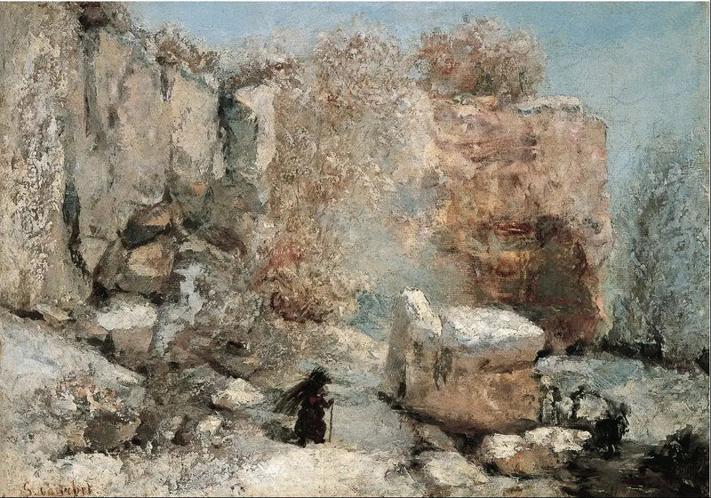 Efeito de neve em uma pedreira - Gustave Courbet