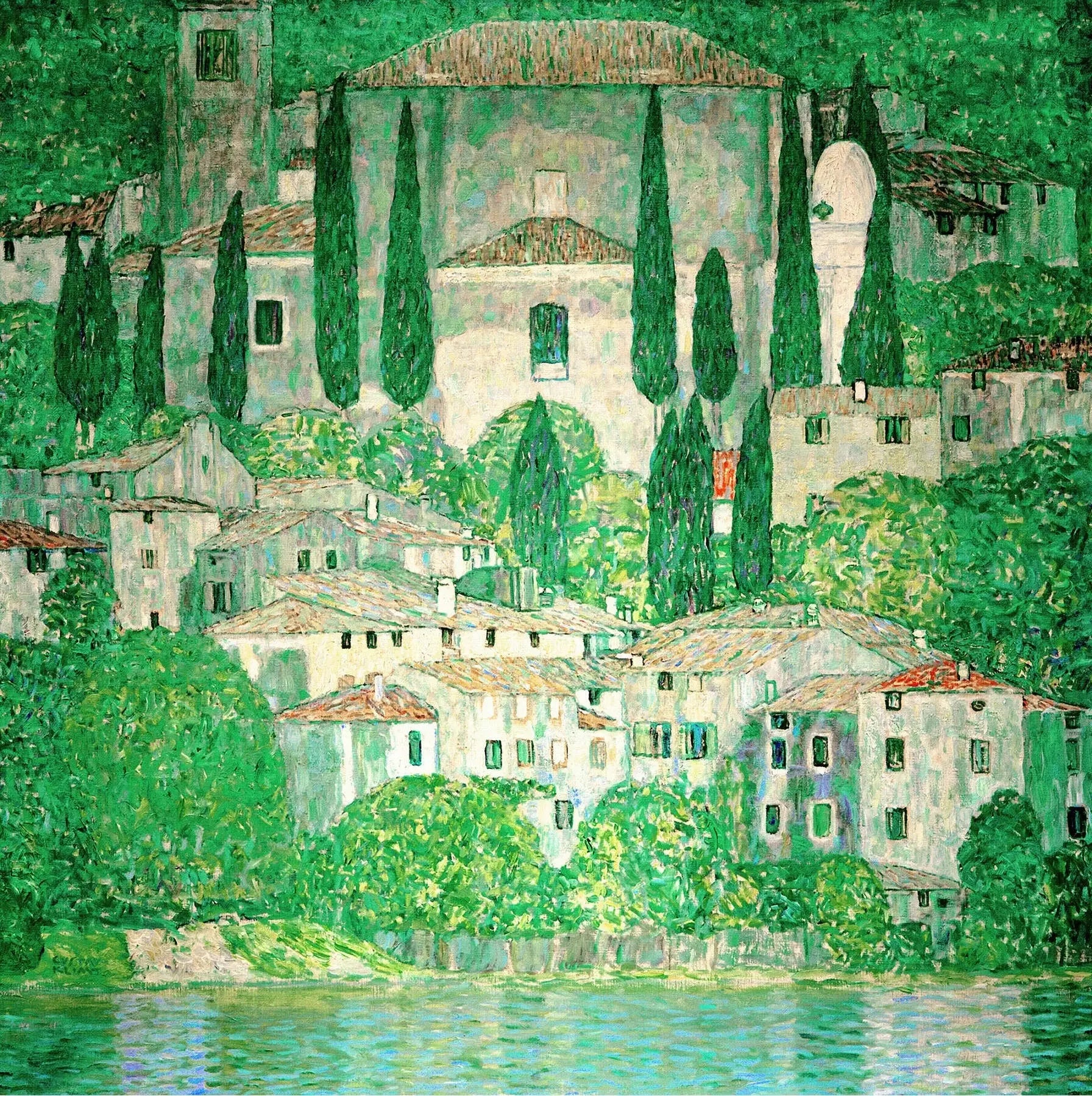 Église à Cassone (paysage avec cyprès) - Gustav Klimt - Alpha Reproduction