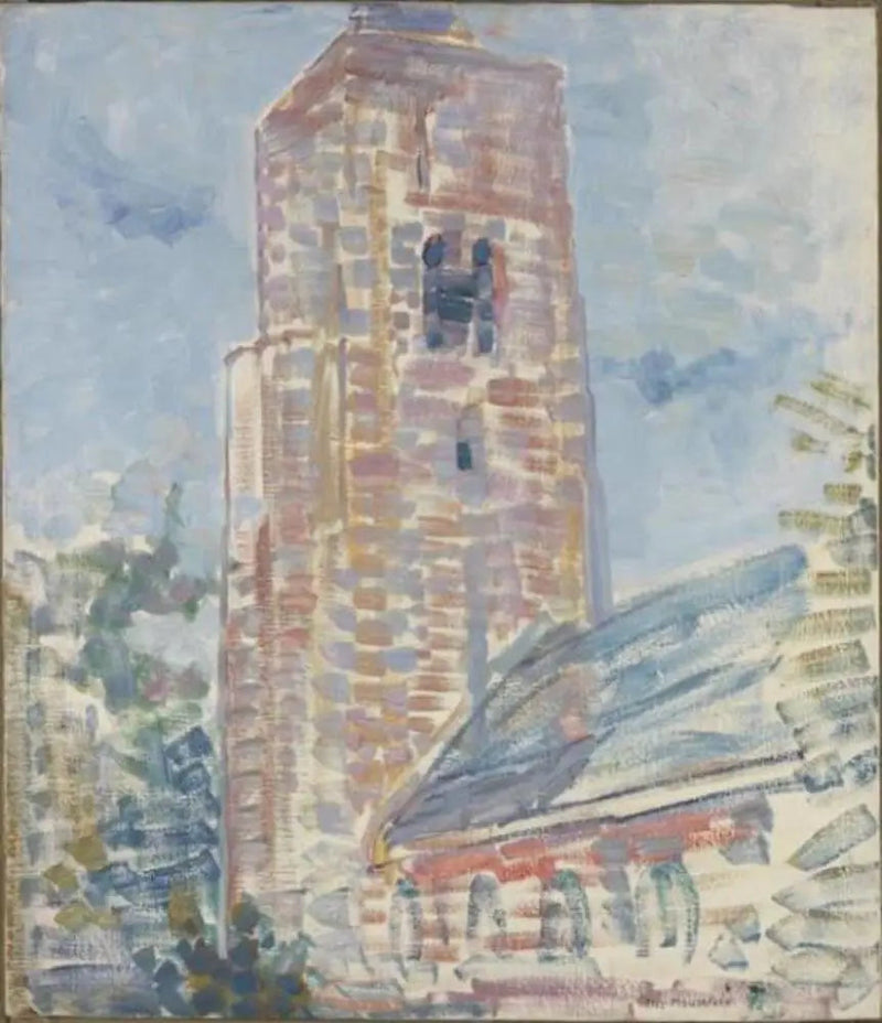 Igreja de Oostkapelle, nave e torre - Piet Mondrian