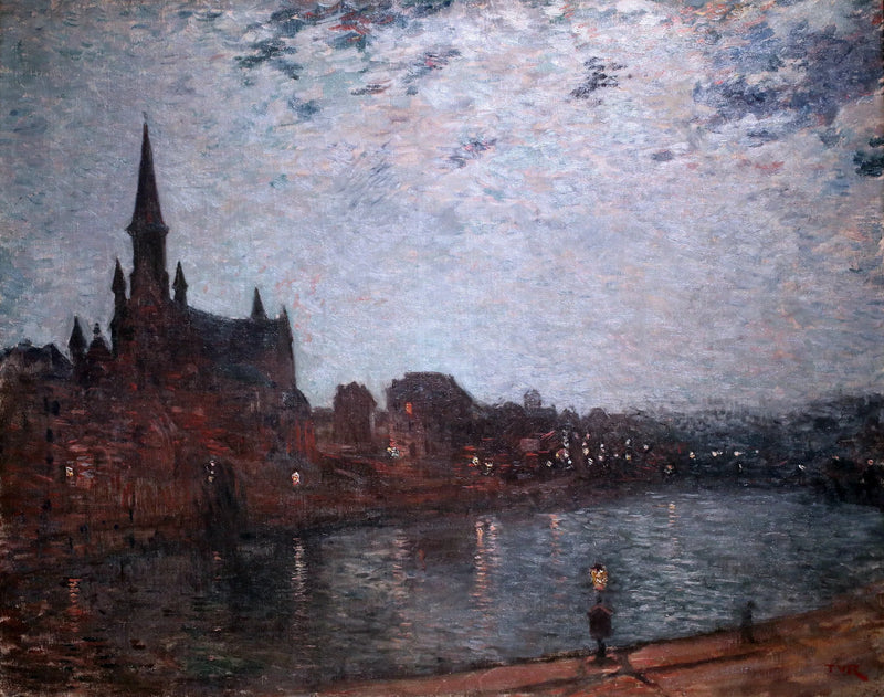 Igreja Santa Cruz (meia-noite no bairro) - Théo van Rysselberghe