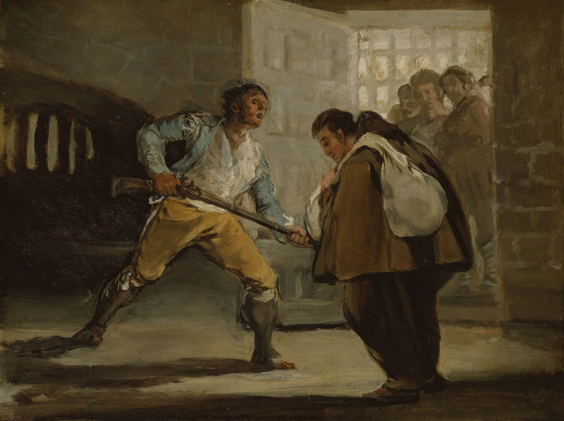 O Maragato ameaça o irmão Pedro de Zaldivia com sua arma - Francisco de Goya
