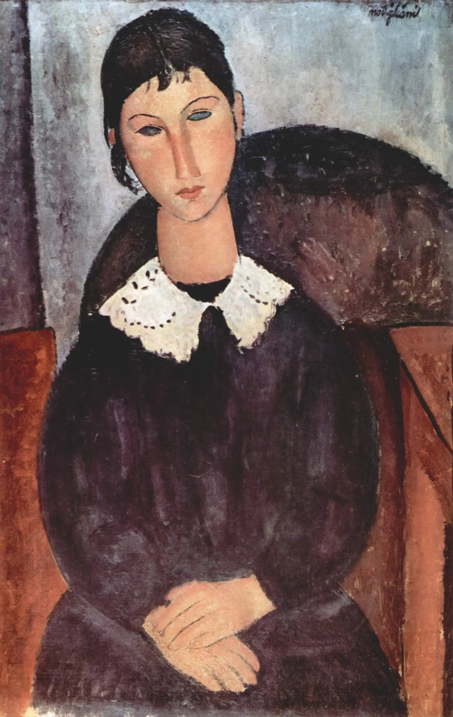 Elvire com gola branca - Amedeo Modigliani