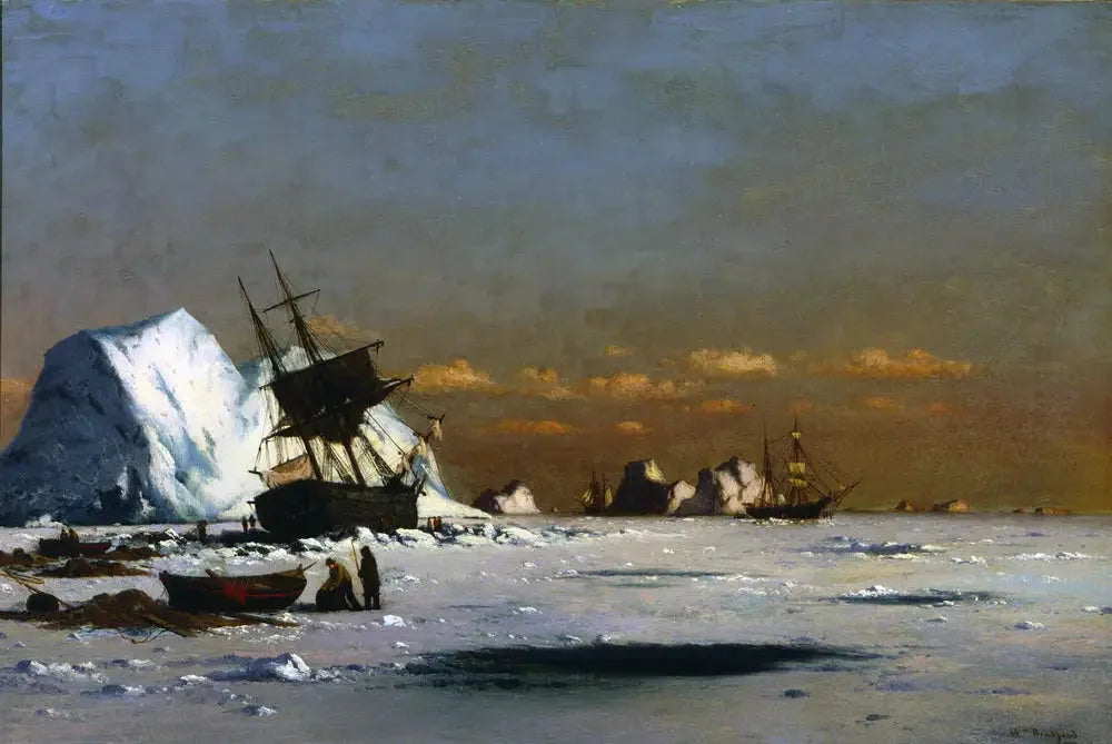 Enquanto aguarda o descongelamento (cena de caça à baleia no Ártico) - William Bradford