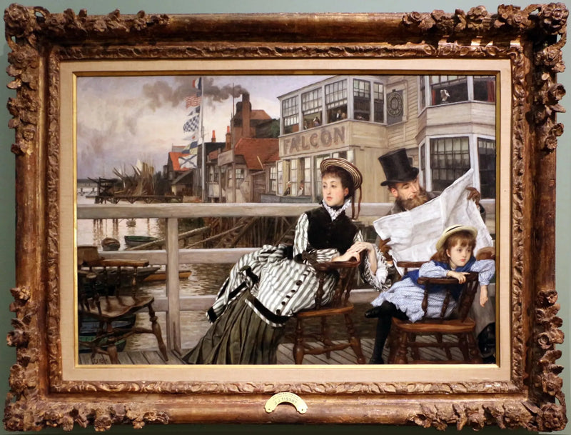 Enquanto espera a balsa na taverna Falcon - James Tissot