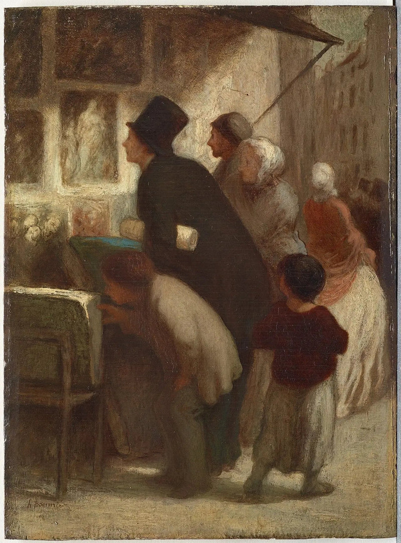 Fora da loja do marchand de estampes - Honoré Daumier