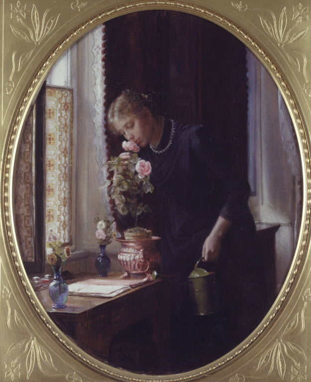 En ung pige, der lugter jusqu'en rose - Carl Heinrich Bloch image 1 reproduction de peinture à l’huile