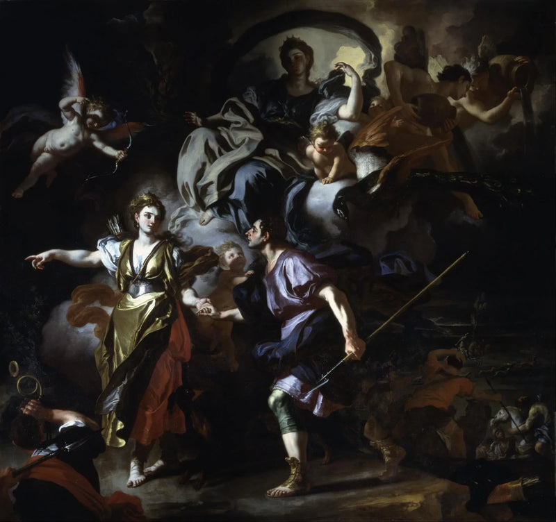 Énée e Dido se dirigem para a caverna. - Francesco Solimena