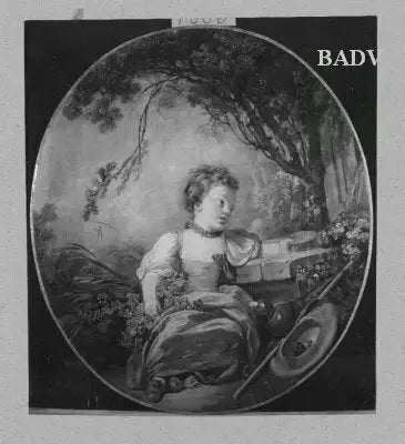 menino no poço em um jardim - François Boucher