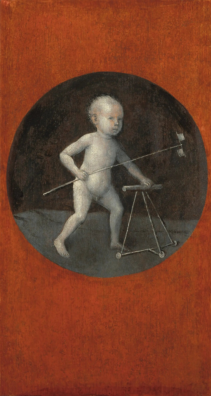 Criança com moinho de vento e andador - Hieronymus Bosch