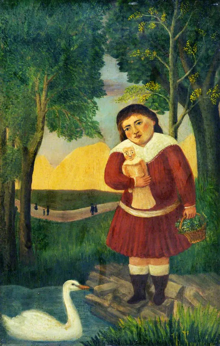 Criança com uma boneca em uma paisagem - Henri Rousseau