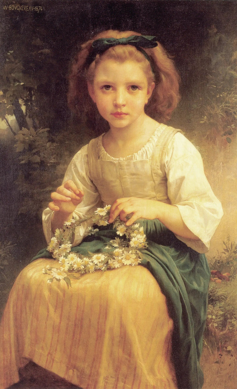 Criança trançando uma coroa - Bouguereau