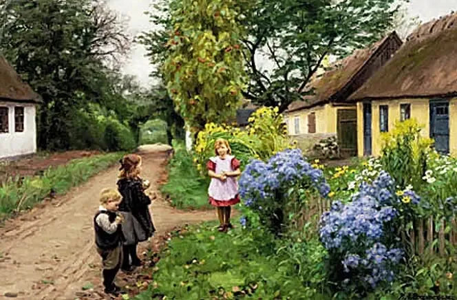 Crianças no Kirkestien. Jyllinge. - H. A. Brendekilde