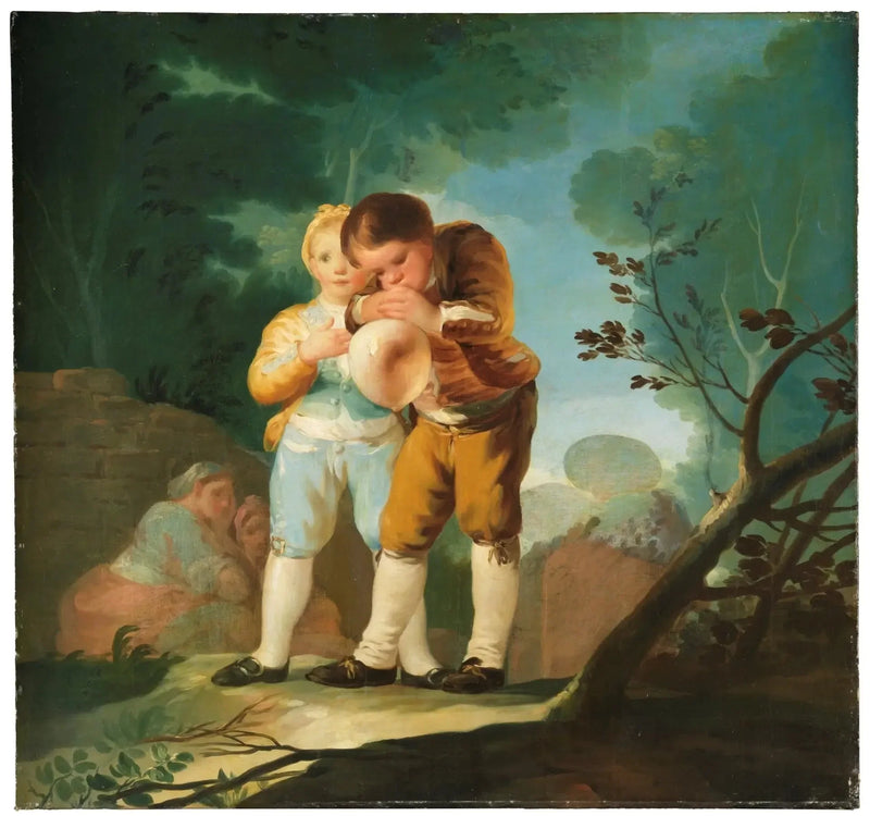 Crianças enchendo uma bexiga - Francisco de Goya