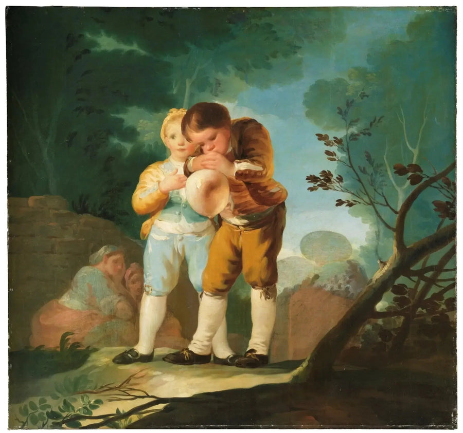 Crianças enchendo uma bexiga - Francisco de Goya